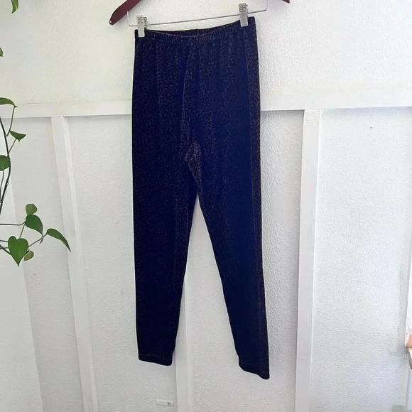 Jumping Joy Womens Leopard Velvet Velour Vintage Pull On Pant Leggings Sz S 90s - Picture 3 of 11